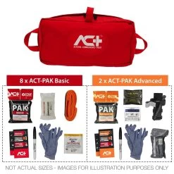 ACT-multiPAK Mass Casualty Bleeding Control Kit (Celox) -Military And Outdoor Equipment act300c cr red bleeding kit contents min n
