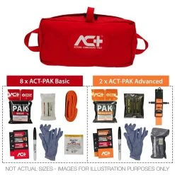 ACT-multiPAK Mass Casualty Bleeding Control Kit (Celox) -Military And Outdoor Equipment act300c s red bleeding kit contents min