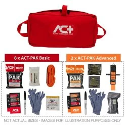 ACT-multiPAK Mass Casualty Bleeding Control Kit (Celox) -Military And Outdoor Equipment act300c sf red bleeding kit contents min