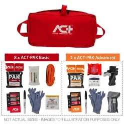 ACT-multiPAK Mass Casualty Bleeding Control Kit (ChitoGauze XR Pro) -Military And Outdoor Equipment act300x cr red bleeding kit contents min