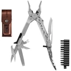 Gerber Centre-Drive Plus Multi-Tool (Stainless Steel W/ Leather Sheath + Bit Set) -Military And Outdoor Equipment kn924 gerber centre drive plus multi tool
