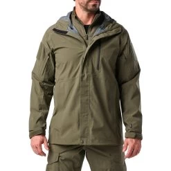 5.11 Force Rainshell Jacket -Military And Outdoor Equipment tt 511 force rainshell jacket green 1 min 3